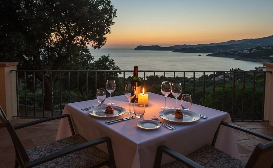 Sunset dinner overlooking the sea