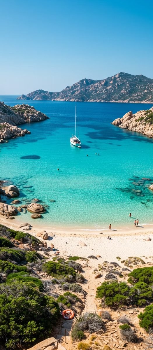 Private yacht in a turquoise cove