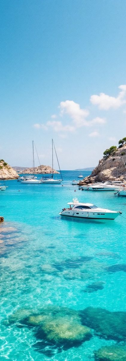 Private yacht in a turquoise cove
